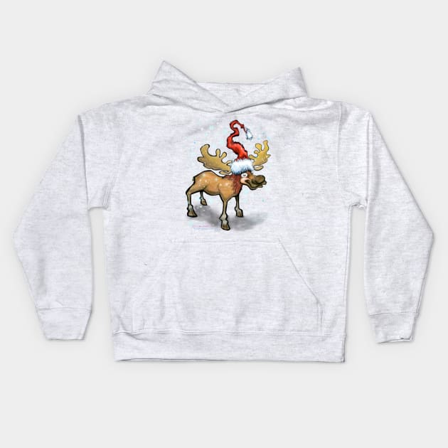 Merry Christmoose Kids Hoodie by Kevin Middleton